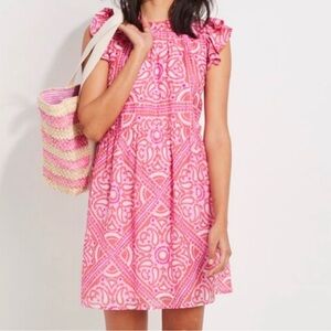 VINEYARD VINES Island scarf print mini dress Formosa pink euc size 0